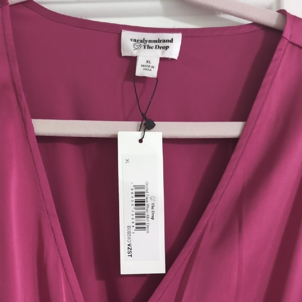 NWT Amazon The Drop Caralyn Miranda Chic Mauve Wrap Midi Dress - Picture 3 of 3